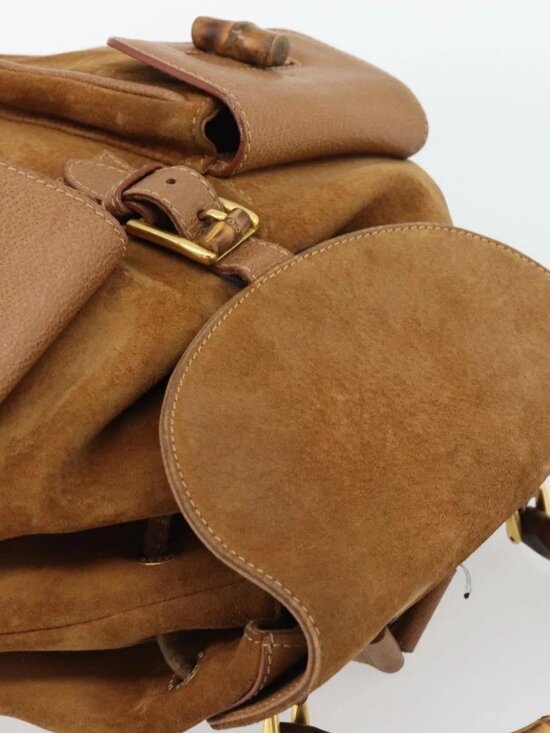 GUCCI Bamboo Backpack Suede Brown Gold 003 2058 0016 Auth 171248 main image 6